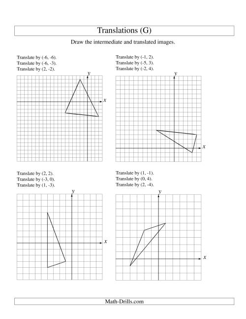 The Three-Step Translation of 3 Vertices up to 6 Units (G) Math Worksheet