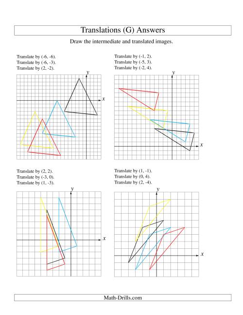 The Three-Step Translation of 3 Vertices up to 6 Units (G) Math Worksheet Page 2