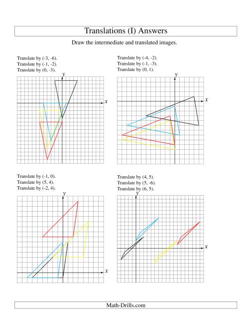 The Three-Step Translation of 3 Vertices up to 6 Units (I) Math Worksheet Page 2