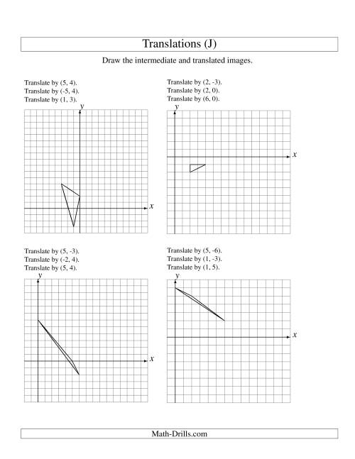 The Three-Step Translation of 3 Vertices up to 6 Units (J) Math Worksheet
