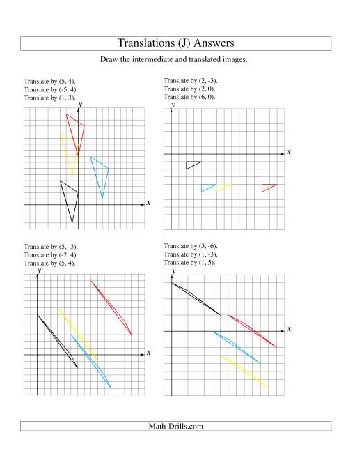 The Three-Step Translation of 3 Vertices up to 6 Units (J) Math Worksheet Page 2