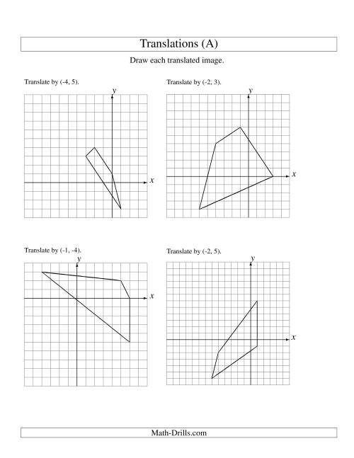 The Translation of 4 Vertices up to 6 Units (A) Math Worksheet
