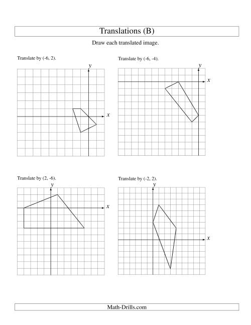 The Translation of 4 Vertices up to 6 Units (B) Math Worksheet