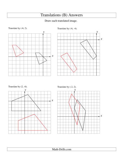 The Translation of 4 Vertices up to 6 Units (B) Math Worksheet Page 2