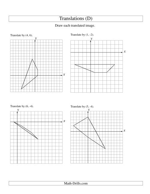 The Translation of 4 Vertices up to 6 Units (D) Math Worksheet
