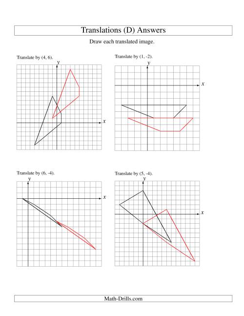 The Translation of 4 Vertices up to 6 Units (D) Math Worksheet Page 2