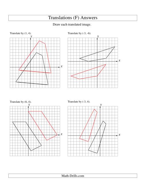 The Translation of 4 Vertices up to 6 Units (F) Math Worksheet Page 2