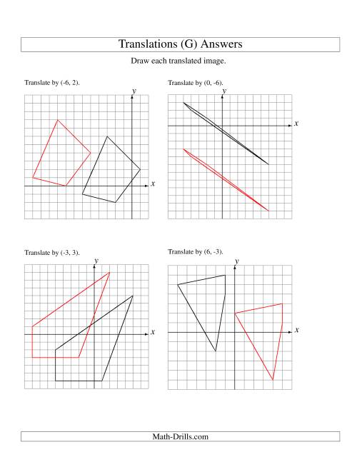 The Translation of 4 Vertices up to 6 Units (G) Math Worksheet Page 2
