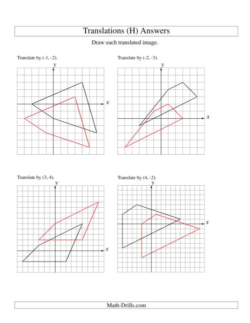 The Translation of 4 Vertices up to 6 Units (H) Math Worksheet Page 2