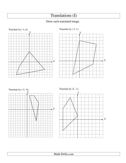 The Translation of 4 Vertices up to 6 Units (I) Math Worksheet