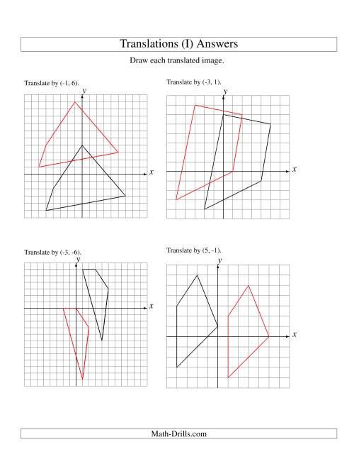 The Translation of 4 Vertices up to 6 Units (I) Math Worksheet Page 2