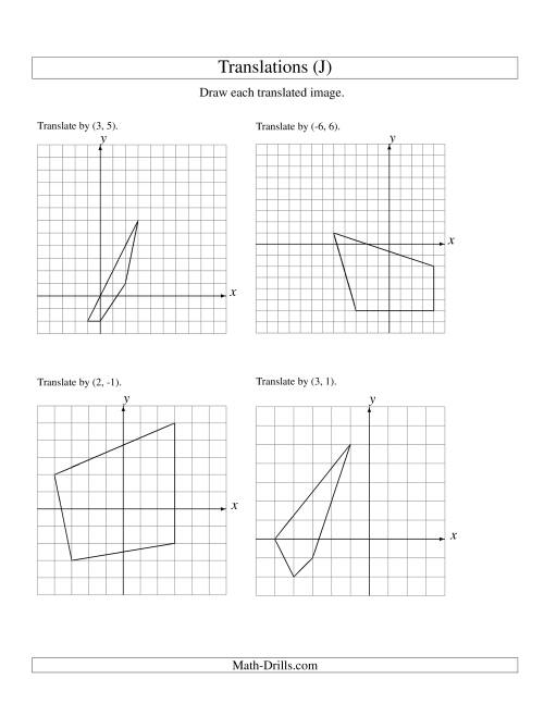 The Translation of 4 Vertices up to 6 Units (J) Math Worksheet