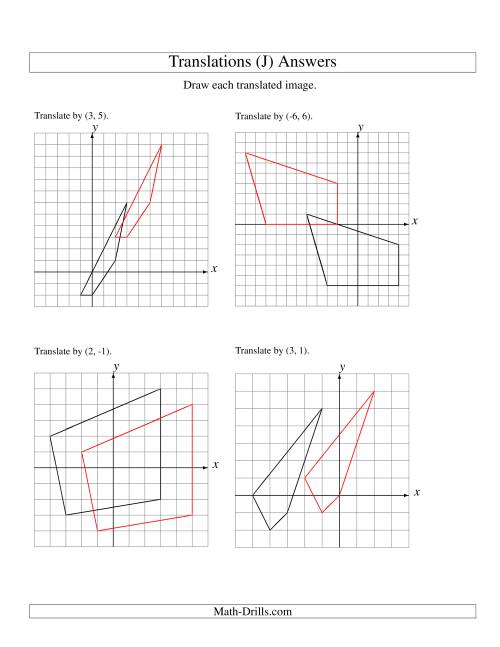 The Translation of 4 Vertices up to 6 Units (J) Math Worksheet Page 2