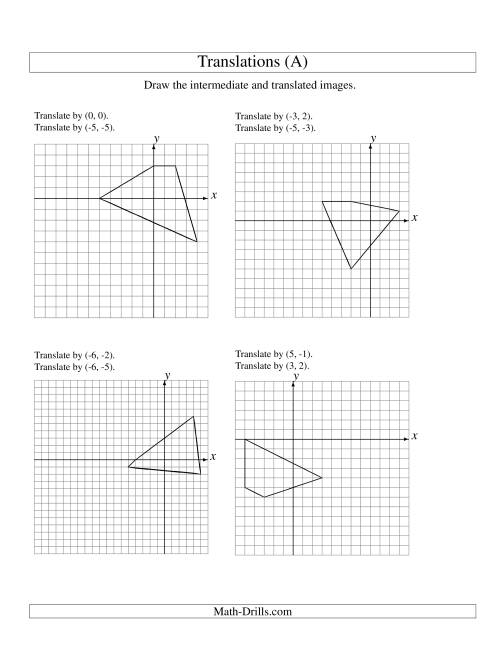 The Two-Step Translation of 4 Vertices up to 6 Units (A) Math Worksheet