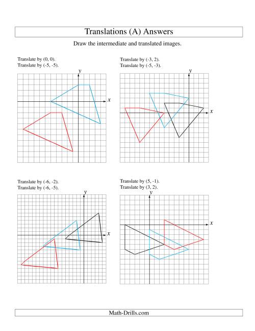 The Two-Step Translation of 4 Vertices up to 6 Units (A) Math Worksheet Page 2