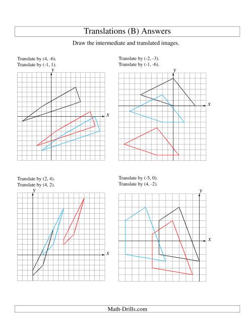 The Two-Step Translation of 4 Vertices up to 6 Units (B) Math Worksheet Page 2