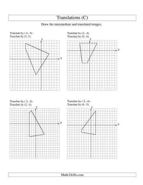The Two-Step Translation of 4 Vertices up to 6 Units (C) Math Worksheet
