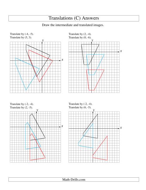 The Two-Step Translation of 4 Vertices up to 6 Units (C) Math Worksheet Page 2