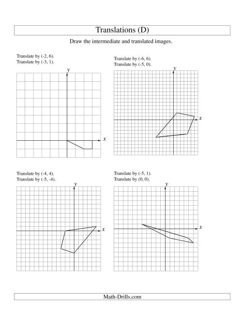 The Two-Step Translation of 4 Vertices up to 6 Units (D) Math Worksheet