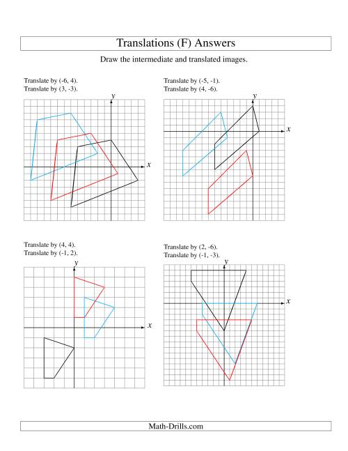 The Two-Step Translation of 4 Vertices up to 6 Units (F) Math Worksheet Page 2