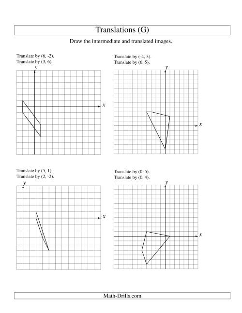 The Two-Step Translation of 4 Vertices up to 6 Units (G) Math Worksheet