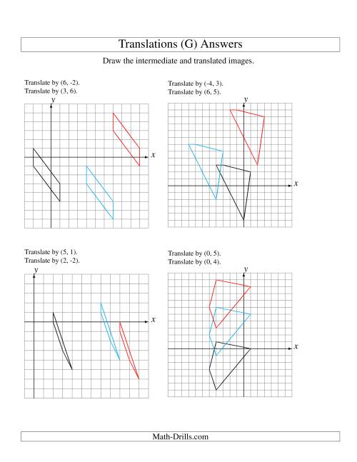 The Two-Step Translation of 4 Vertices up to 6 Units (G) Math Worksheet Page 2