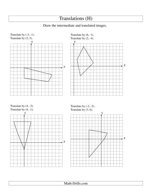 The Two-Step Translation of 4 Vertices up to 6 Units (H) Math Worksheet