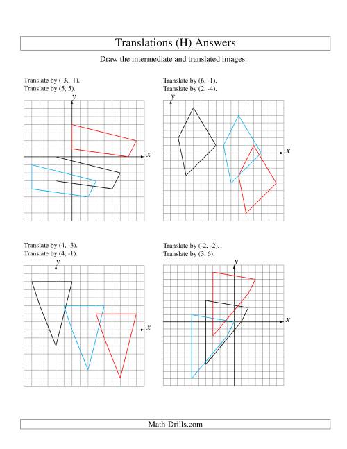 The Two-Step Translation of 4 Vertices up to 6 Units (H) Math Worksheet Page 2