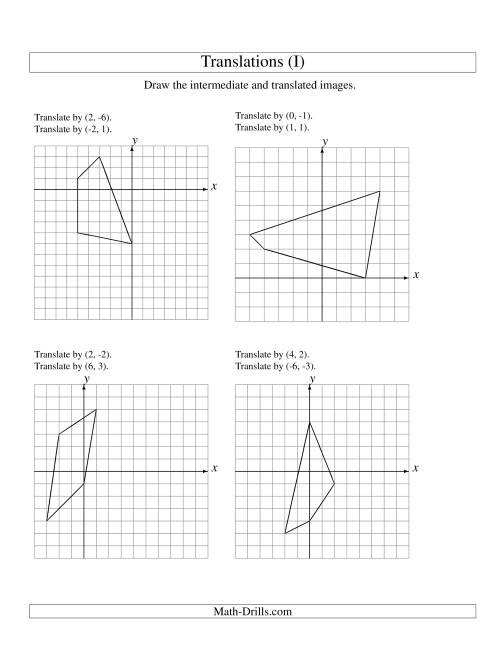 The Two-Step Translation of 4 Vertices up to 6 Units (I) Math Worksheet