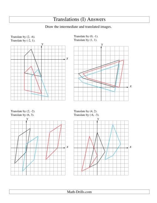 The Two-Step Translation of 4 Vertices up to 6 Units (I) Math Worksheet Page 2