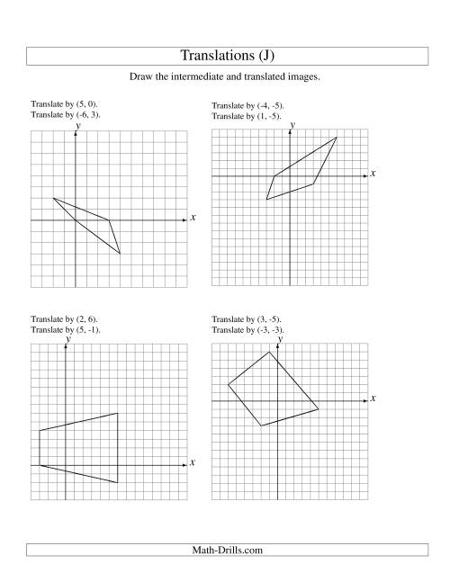 The Two-Step Translation of 4 Vertices up to 6 Units (J) Math Worksheet