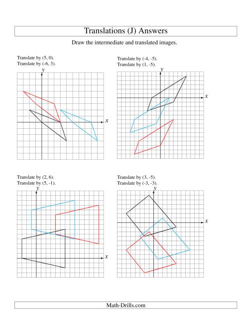 The Two-Step Translation of 4 Vertices up to 6 Units (J) Math Worksheet Page 2