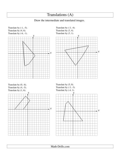 The Three-Step Translation of 4 Vertices up to 6 Units (A) Math Worksheet