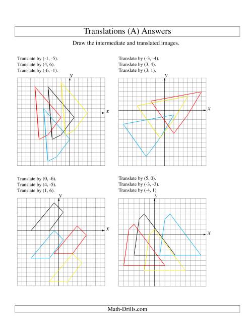 The Three-Step Translation of 4 Vertices up to 6 Units (A) Math Worksheet Page 2