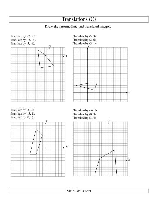 The Three-Step Translation of 4 Vertices up to 6 Units (C) Math Worksheet