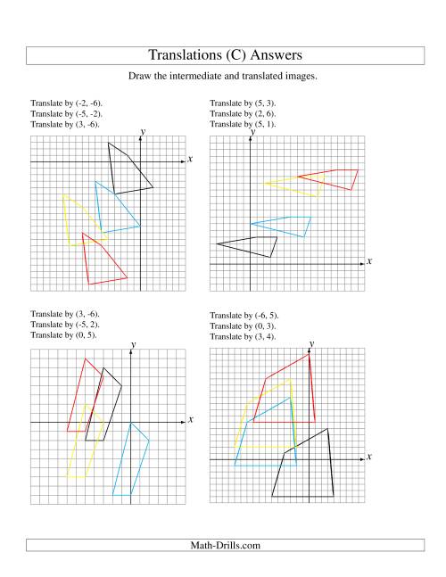 The Three-Step Translation of 4 Vertices up to 6 Units (C) Math Worksheet Page 2