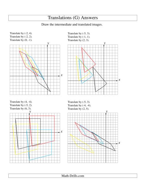 The Three-Step Translation of 4 Vertices up to 6 Units (G) Math Worksheet Page 2