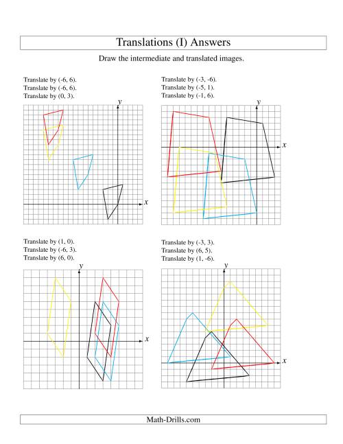 The Three-Step Translation of 4 Vertices up to 6 Units (I) Math Worksheet Page 2