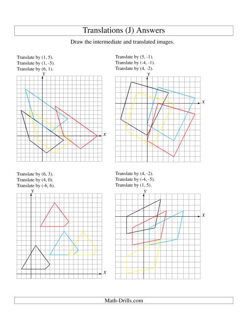 The Three-Step Translation of 4 Vertices up to 6 Units (J) Math Worksheet Page 2