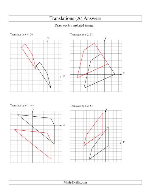 The Translation of 4 Vertices up to 6 Units (All) Math Worksheet Page 2
