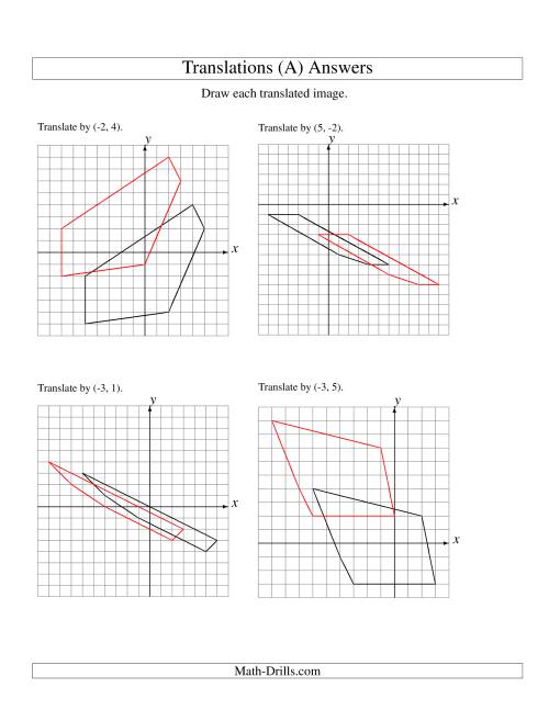 The Translation of 5 Vertices up to 6 Units (A) Math Worksheet Page 2