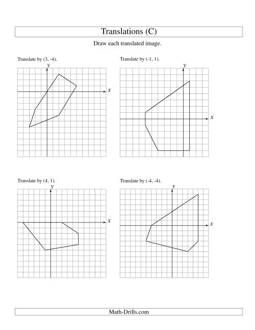 The Translation of 5 Vertices up to 6 Units (C) Math Worksheet