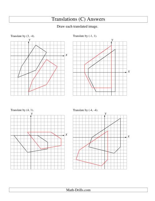 The Translation of 5 Vertices up to 6 Units (C) Math Worksheet Page 2