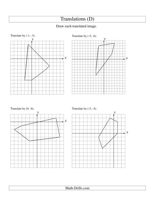 The Translation of 5 Vertices up to 6 Units (D) Math Worksheet