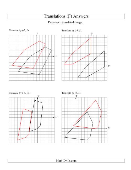 The Translation of 5 Vertices up to 6 Units (F) Math Worksheet Page 2