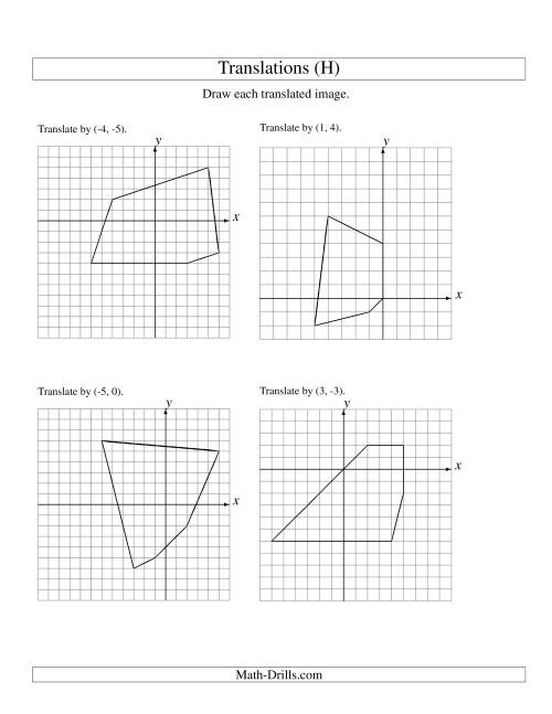 The Translation of 5 Vertices up to 6 Units (H) Math Worksheet