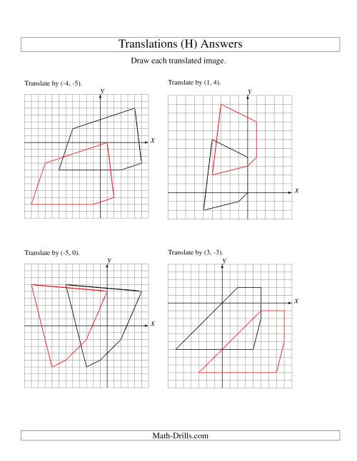 The Translation of 5 Vertices up to 6 Units (H) Math Worksheet Page 2