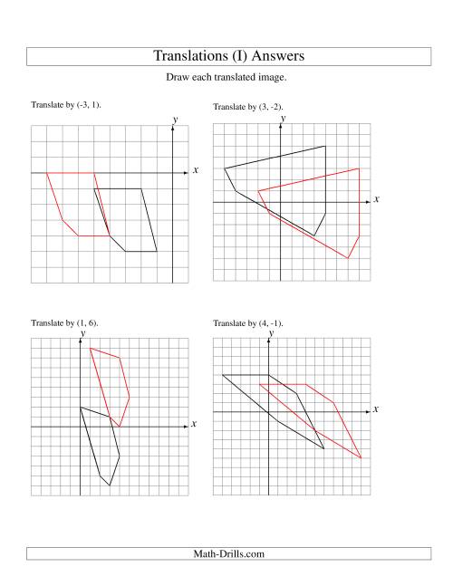 The Translation of 5 Vertices up to 6 Units (I) Math Worksheet Page 2