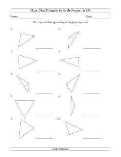 Classifying Triangles by Angle Properties (Marks Included on Question Page)