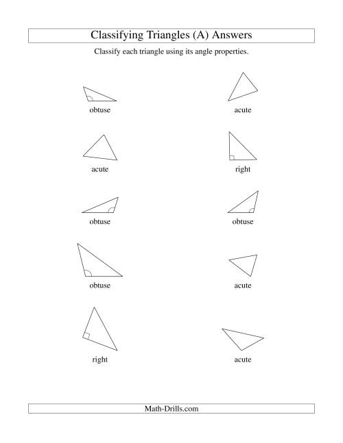 The Classifying Triangles by Angle Properties (Old) Math Worksheet Page 2